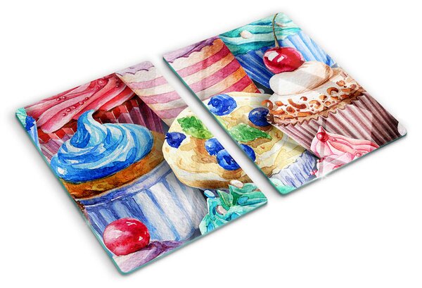 Tocător sticlă Brioșe și produse de patiserie colorate
