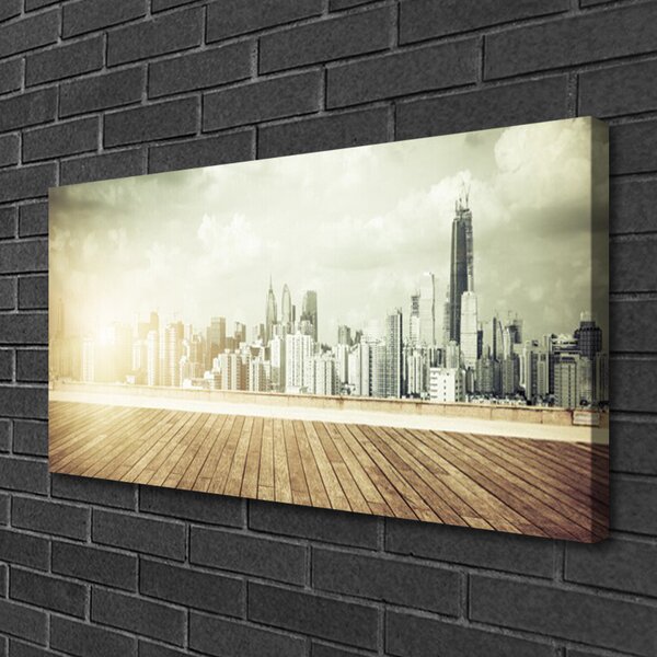 Tablou pe panza canvas Oraș Case Galben Gri