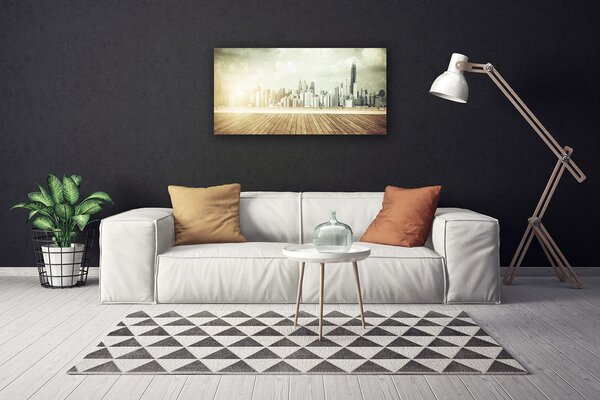 Tablou pe panza canvas Oraș Case Galben Gri