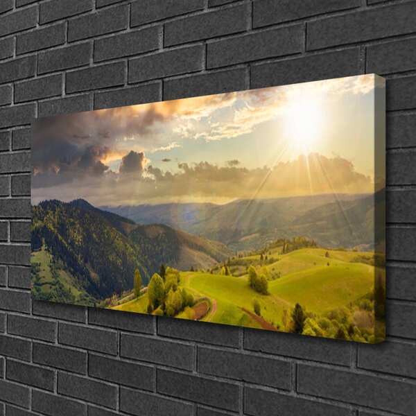 Tablou pe panza canvas Munții Peisaj Negru Verde