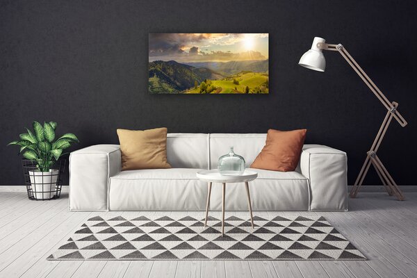 Tablou pe panza canvas Munții Peisaj Negru Verde