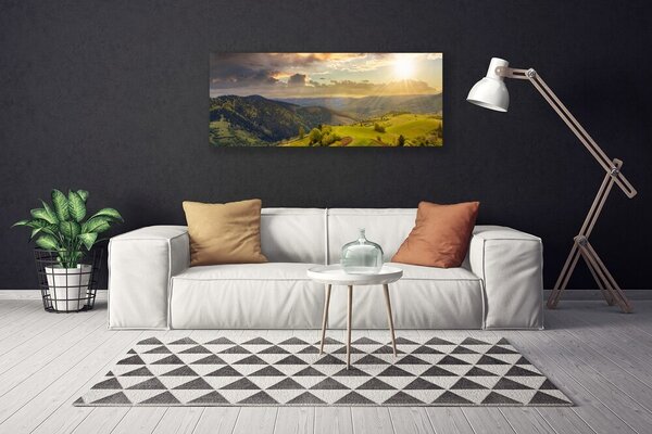 Tablou pe panza canvas Munții Peisaj Negru Verde