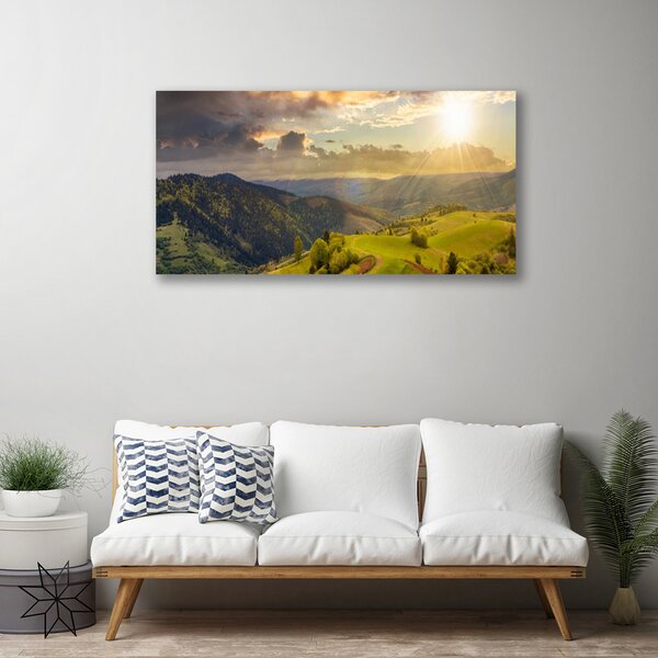 Tablou pe panza canvas Munții Peisaj Negru Verde