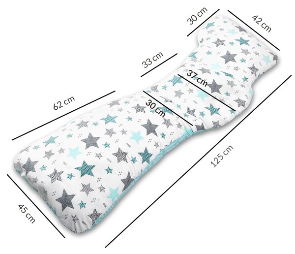 Perna gravide ergonomica Kidizi Alma All Mint Stars, husa detasabila