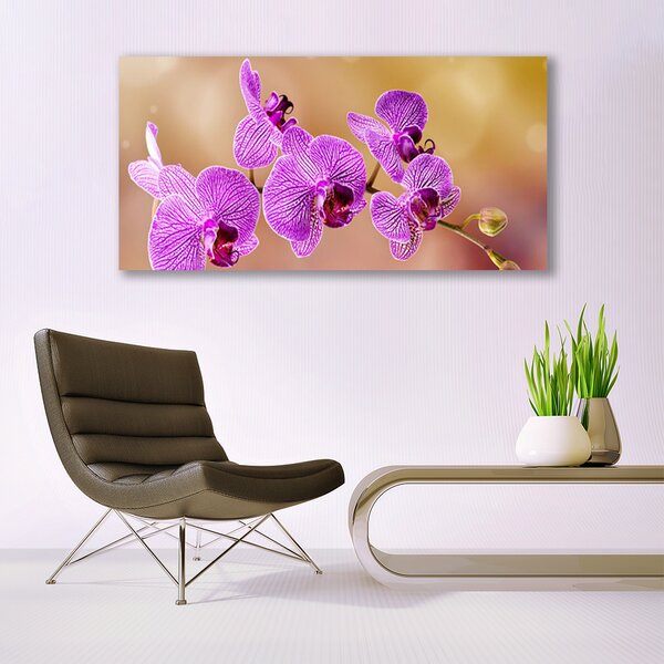 Tablou pe sticla Flori roz Floral