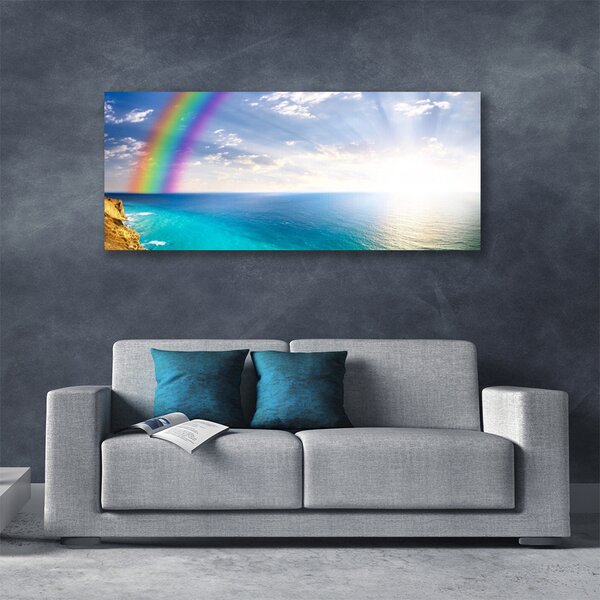 Tablou pe panza canvas Rainbow Sun Sea Peisaj Multi