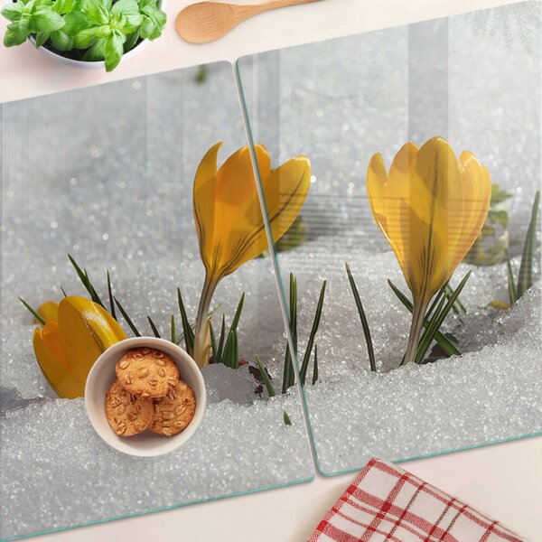 Tocător sticlă Crocusi în zăpadă