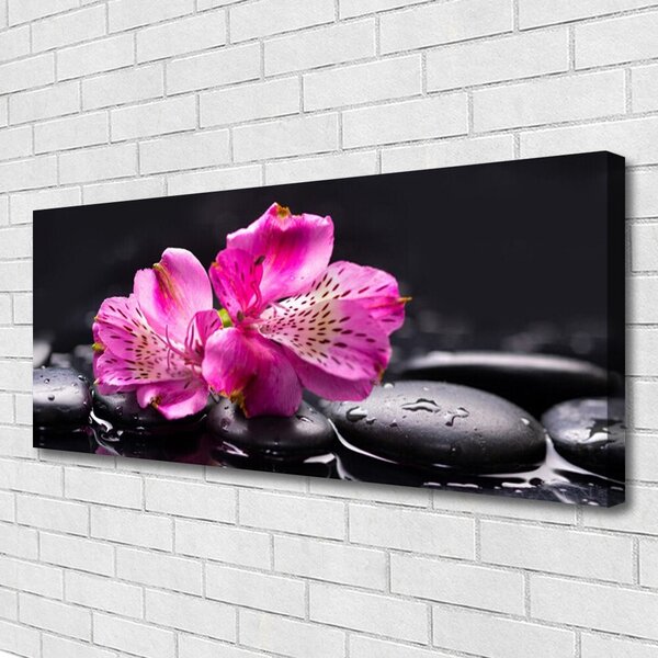 Tablou pe panza canvas Pietrele florale flori Roșu Negru