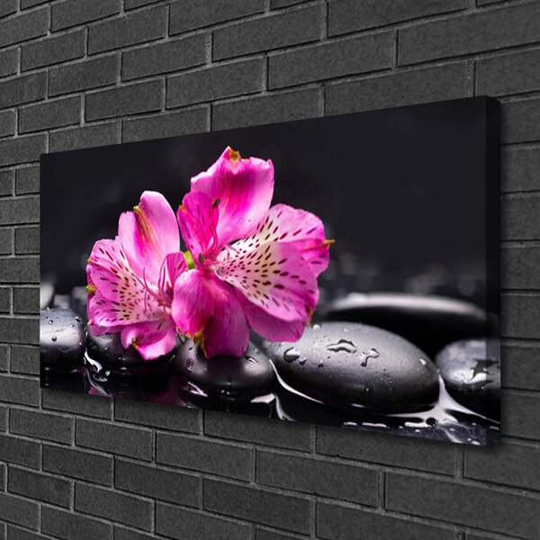 Tablou pe panza canvas Pietrele florale flori Roșu Negru
