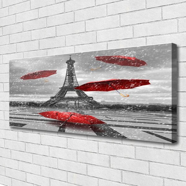 Tablou pe panza canvas Turnul Eiffel Umbrela Arhitectura Gri Roșu