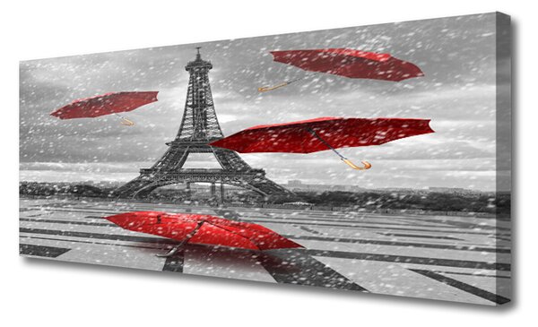 Tablou pe panza canvas Turnul Eiffel Umbrela Arhitectura Gri Roșu
