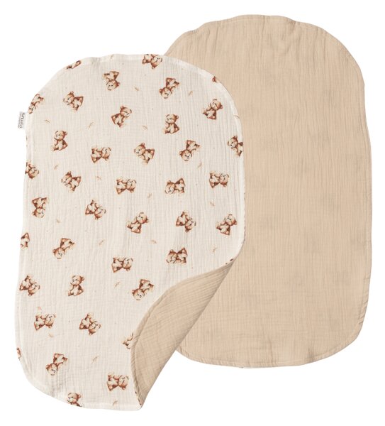 Set 2 protectii pentru masa de infasat Kidizi, muselina dubla Oeko-Tex, fata-verso, 60x40 cm