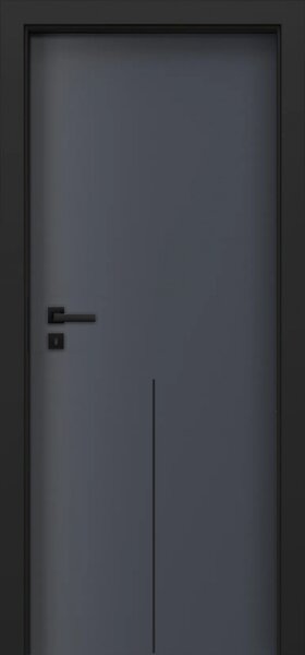 Usa de interior gri antracit finisaj CPL cu toc metalic negru mat - ORIZONT 3.9