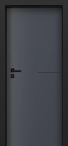 Usa de interior gri antracit finisaj CPL cu toc metalic negru mat - ORIZONT 3.8