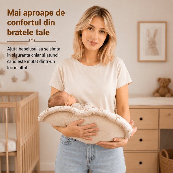 Salteluta de tranzitie pentru nou-nascuti Topponcino Montessori Kidizi din muselina dubla, 60x40 cm