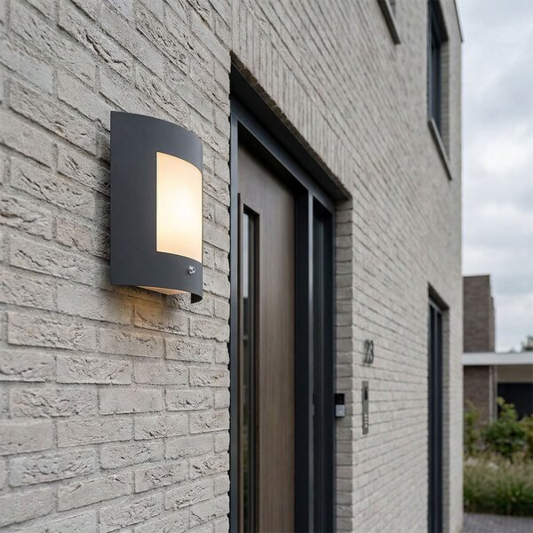 Lampă de perete exterioară antracit IP44 senzor crepuscular - Emmerald