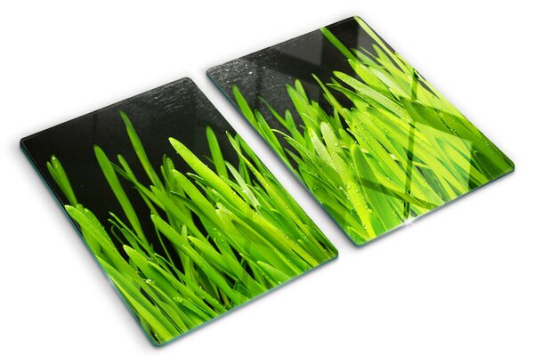 Tocător din sticlă Iarbă verde cu picături de apă
