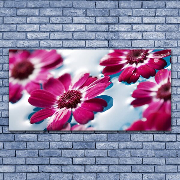 Tablou pe panza canvas Flori Floral Roșu Albastru