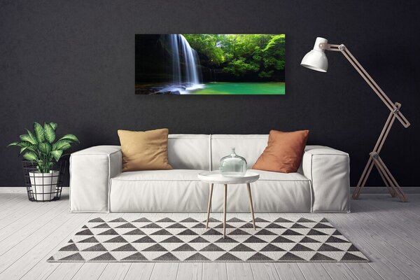 Tablou pe panza canvas Cascada Natural Pădurea Verde Violet Albastru Maro