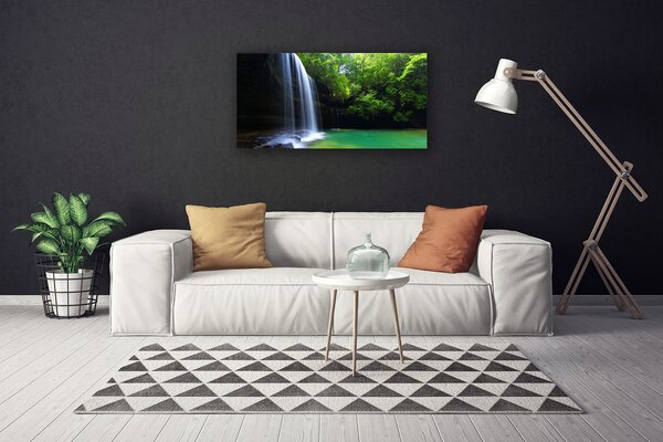 Tablou pe panza canvas Cascada Natural Pădurea Verde Violet Albastru Maro