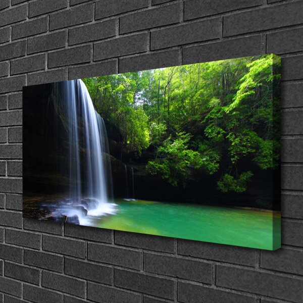 Tablou pe panza canvas Cascada Natural Pădurea Verde Violet Albastru Maro