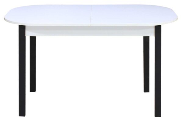 Set Masă Extensibilă Carla Albă 134–174 × 80 cm cu 6 Scaune Gya Mov, Tapițate, Picioare Metalice Negre