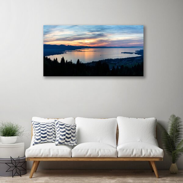 Tablou pe panza canvas Ocean Beach Peisaj Albastru Galben Negru Gri