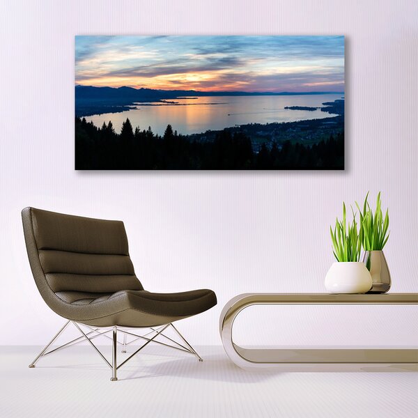 Tablou pe panza canvas Ocean Beach Peisaj Albastru Galben Negru Gri