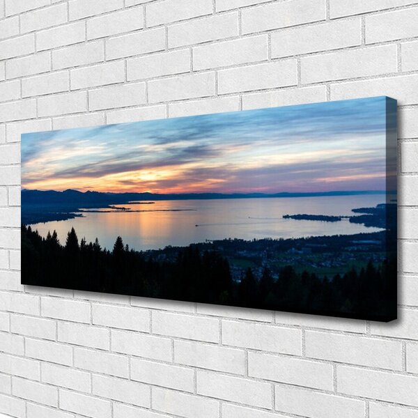 Tablou pe panza canvas Ocean Beach Peisaj Albastru Galben Negru Gri