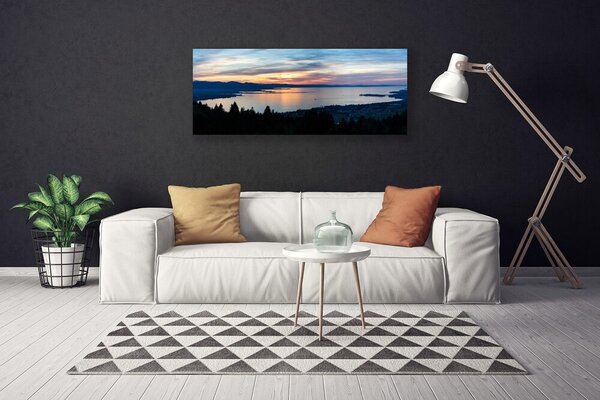 Tablou pe panza canvas Ocean Beach Peisaj Albastru Galben Negru Gri