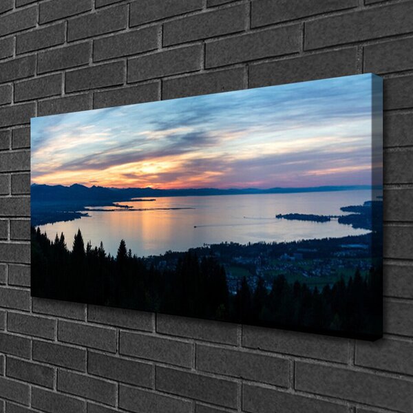 Tablou pe panza canvas Ocean Beach Peisaj Albastru Galben Negru Gri