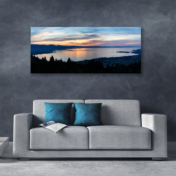 Tablou pe panza canvas Ocean Beach Peisaj Albastru Galben Negru Gri