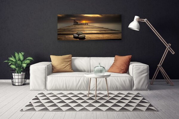 Tablou pe panza canvas Cărămizi Podul Arhitectura Galben Gri