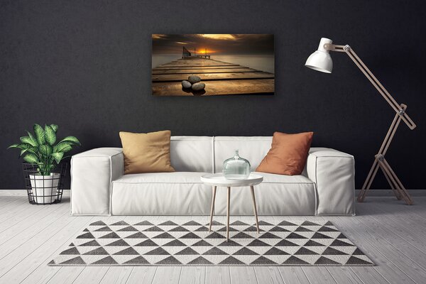 Tablou pe panza canvas Cărămizi Podul Arhitectura Galben Gri