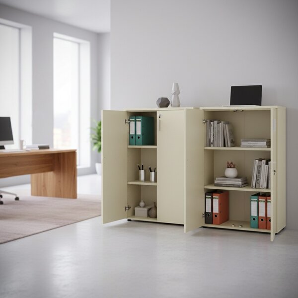 Dulap mediu SimpleOffice 80 x 40 x 120 cm, stejar deschis / gri