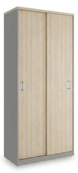 Dulap înalt SimpleOffice 80 x 40 x 180 cm, stejar deschis / gri