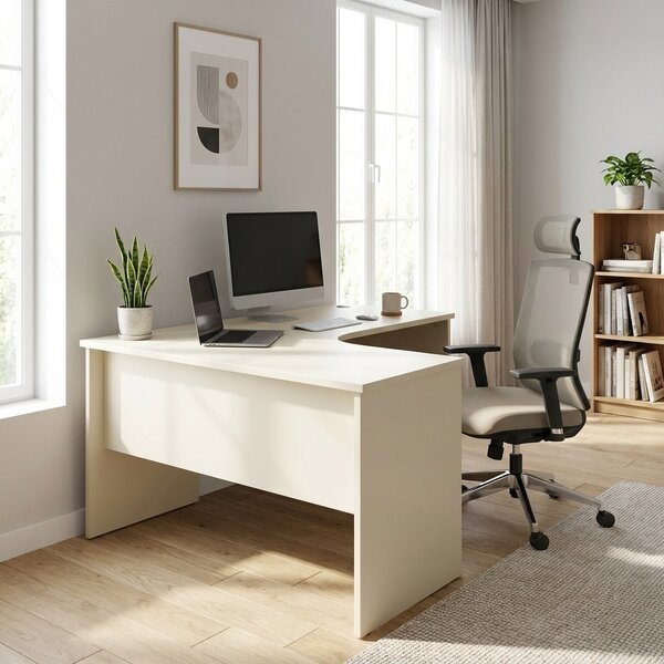 Masă de colț SimpleOffice 140 x 120 cm, stânga, alb