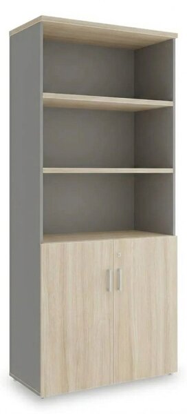 Dulap înalt SimpleOffice 80 x 40 x 180 cm, stejar deschis / gri