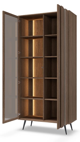 Vitrină înaltă Flaro 93 cm cu iluminare - stejar Dunin