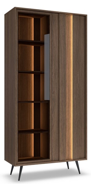 Vitrină înaltă Flaro 93 cm cu iluminare - stejar Dunin