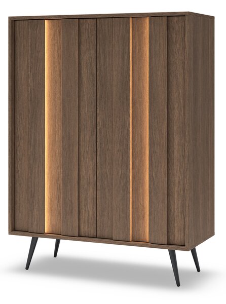 Comodă înaltă Flaro 93 cm cu iluminare - stejar dunin