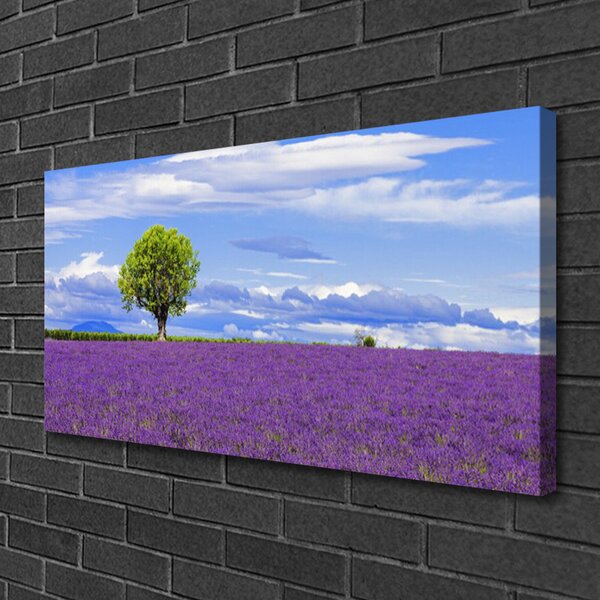 Tablou pe panza canvas Meadow copac Natura Brun Verde Roz