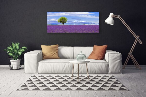 Tablou pe panza canvas Meadow copac Natura Brun Verde Roz