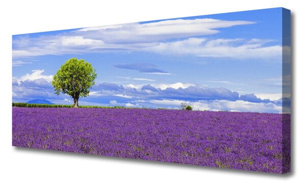 Tablou pe panza canvas Meadow copac Natura Brun Verde Roz