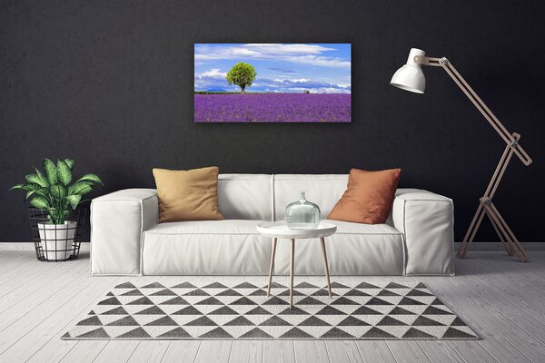 Tablou pe panza canvas Meadow copac Natura Brun Verde Roz