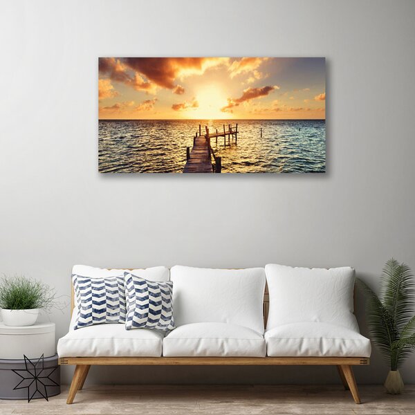 Tablou pe panza canvas Sun Sea Podul Arhitectura Galben Albastru Maro