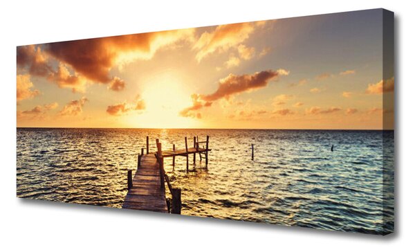 Tablou pe panza canvas Sun Sea Podul Arhitectura Galben Albastru Maro