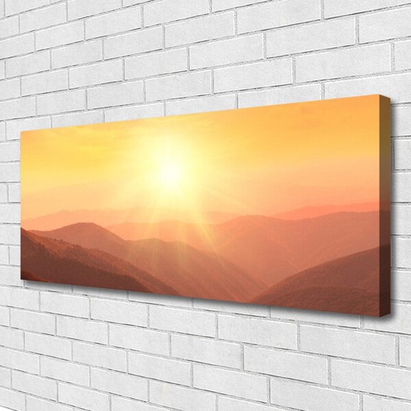 Tablou pe panza canvas Munții Sun Peisaj Galben Maro