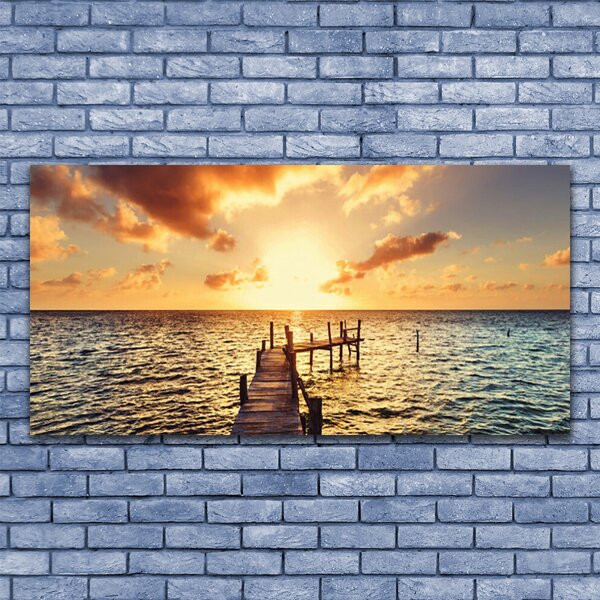 Tablou pe panza canvas Sun Sea Podul Arhitectura Galben Albastru Maro