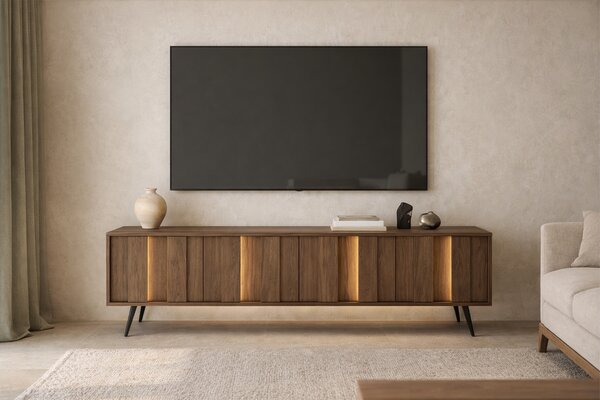 Comodă TV Flaro 184 cm cu iluminare - stejar dunin